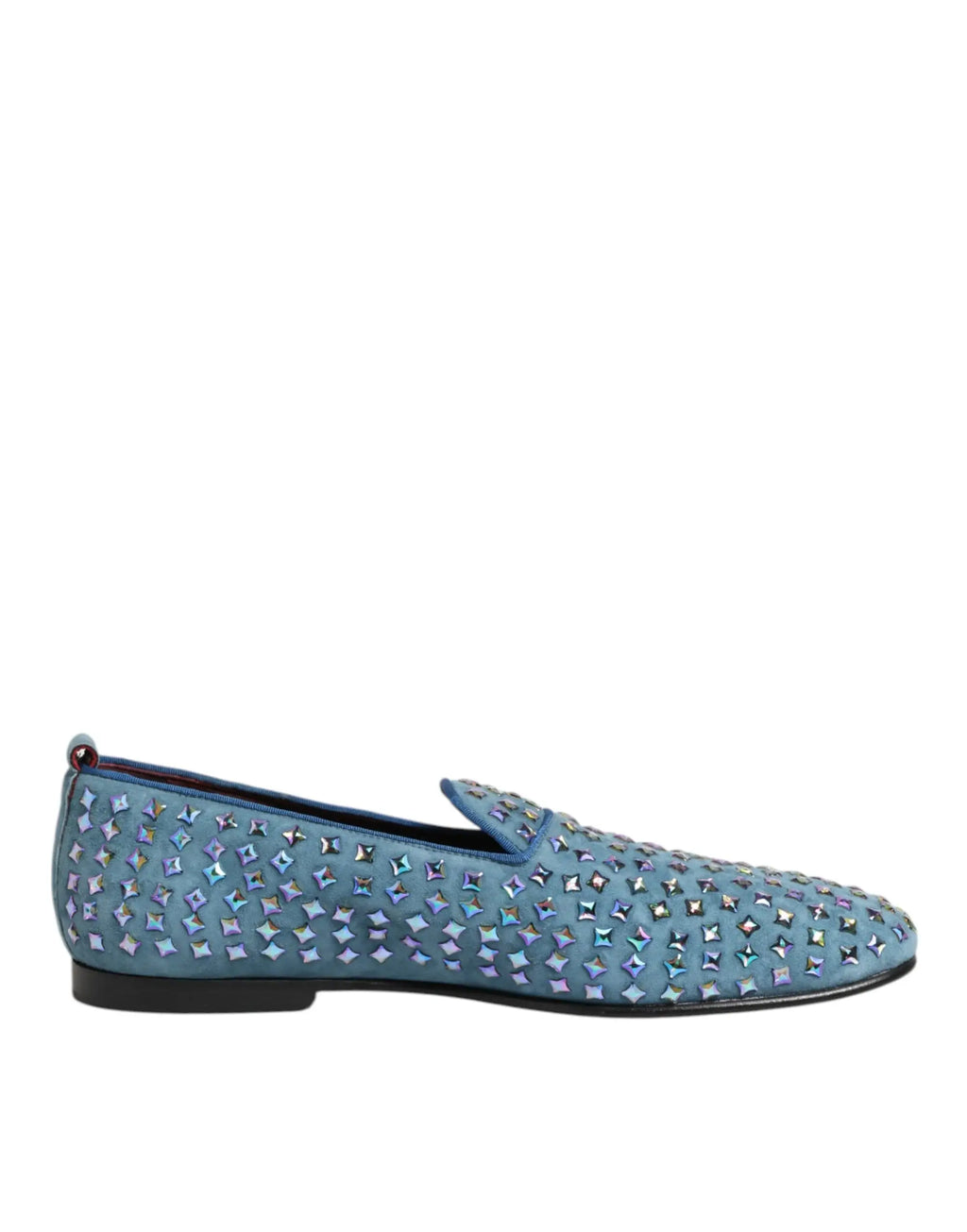 Dolce & gabbana bleu daim mocassin pour homme orné de clous carrés irisés