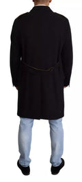 Dolce & Gabbana trench bleu en laine stretch avec design classique croisé et col à revers cranté