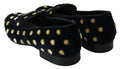 Dolce & gabbana bleu velours mocassins ornes de broderies etoiles dorees en forme de couronne