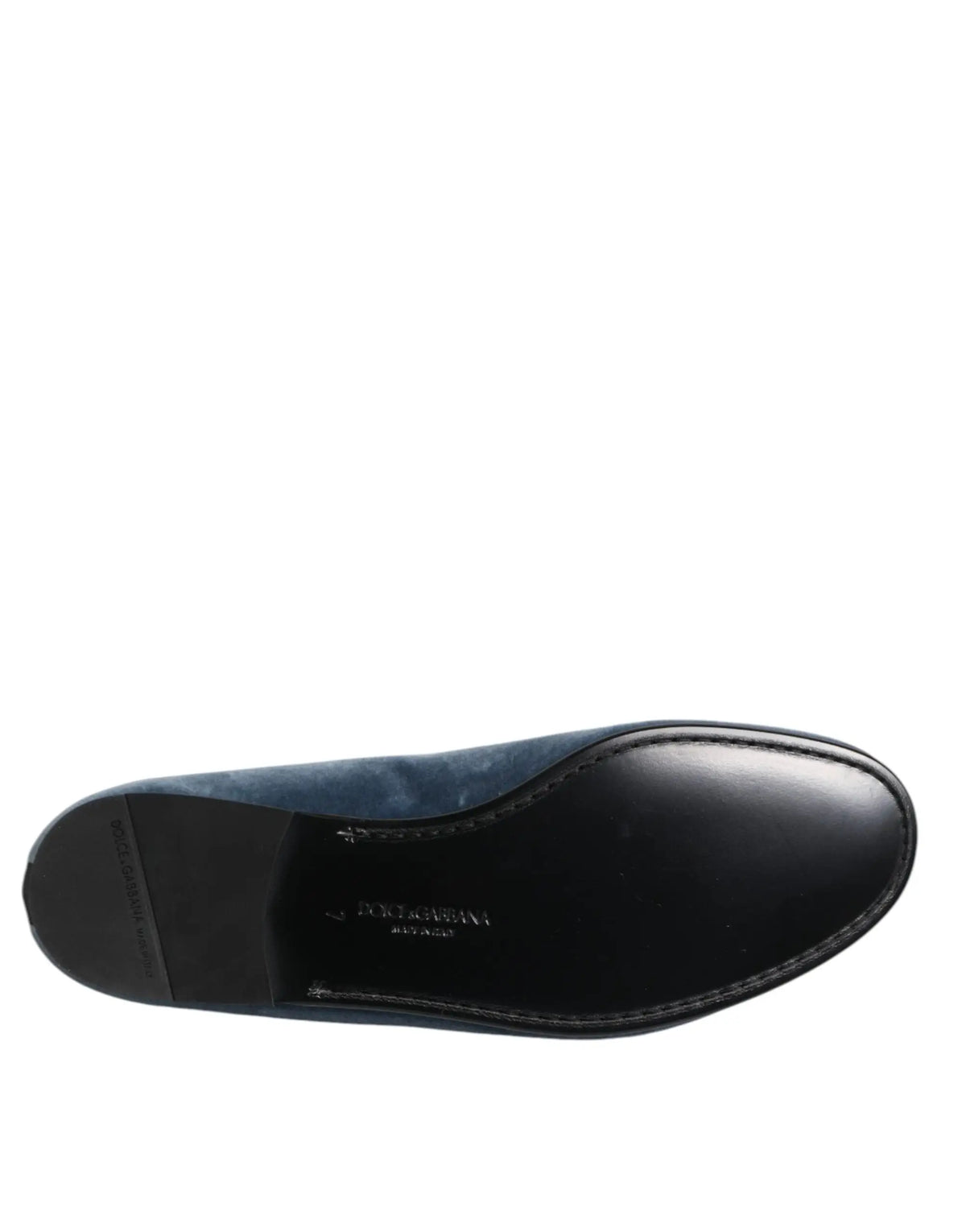Chaussure formelle dolce & gabbana en cuir noir avec détail en daim bleu velours au talon