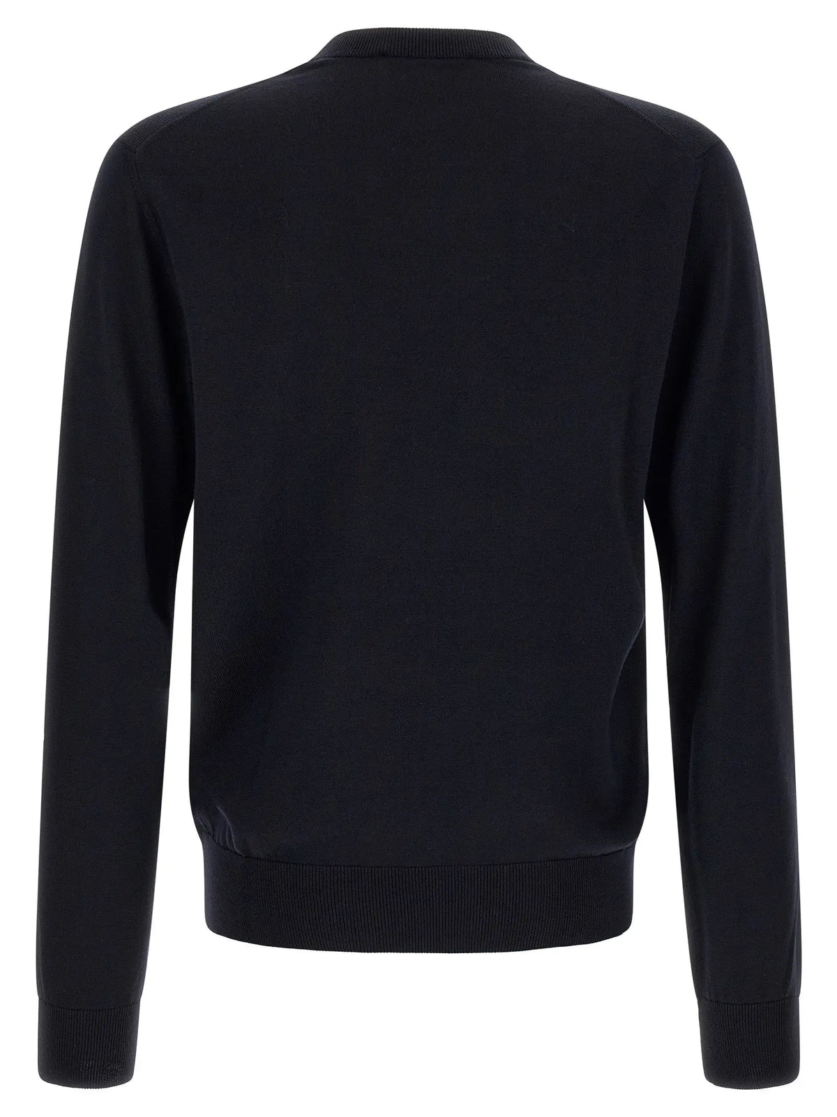 Cardigan bleu en laine vierge dolce & gabbana avec manches longues et finitions côtelées en noir