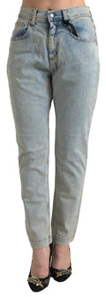 Jeans dolce & gabbana bleu délavé en coton avec coupe skinny taille mi-haute et design cinq poches classique