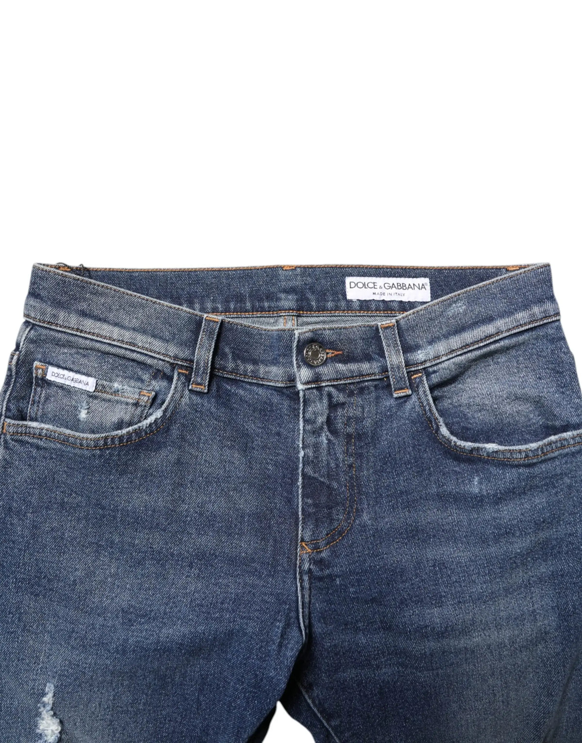 Jean skinny en coton bleu délavé dolce & gabbana avec effet usé et déchiré style délavé
