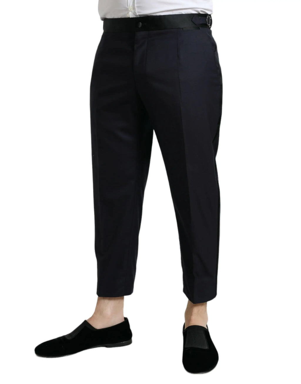 Pantalon dolce & gabbana bleu en laine avec coupe moderne et plis subtils à la taille