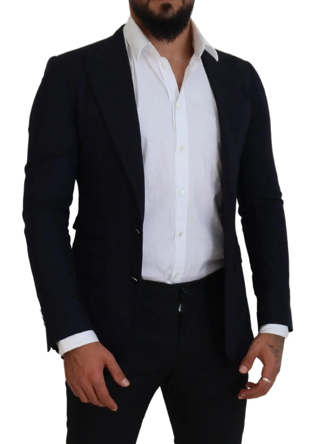 Blazer noir Dolce & Gabbana taormina en laine bleue avec coupe moderne et texture subtile pour tenue formelle