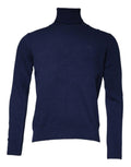Pull en laine bleu marine dolce gabbana avec col roulé et logo brodé discret sur la poitrine