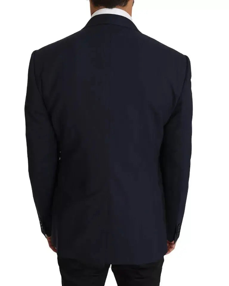 Veste noire ajustée en laine avec revers cranté classique et texture subtile dolce & gabbana martini