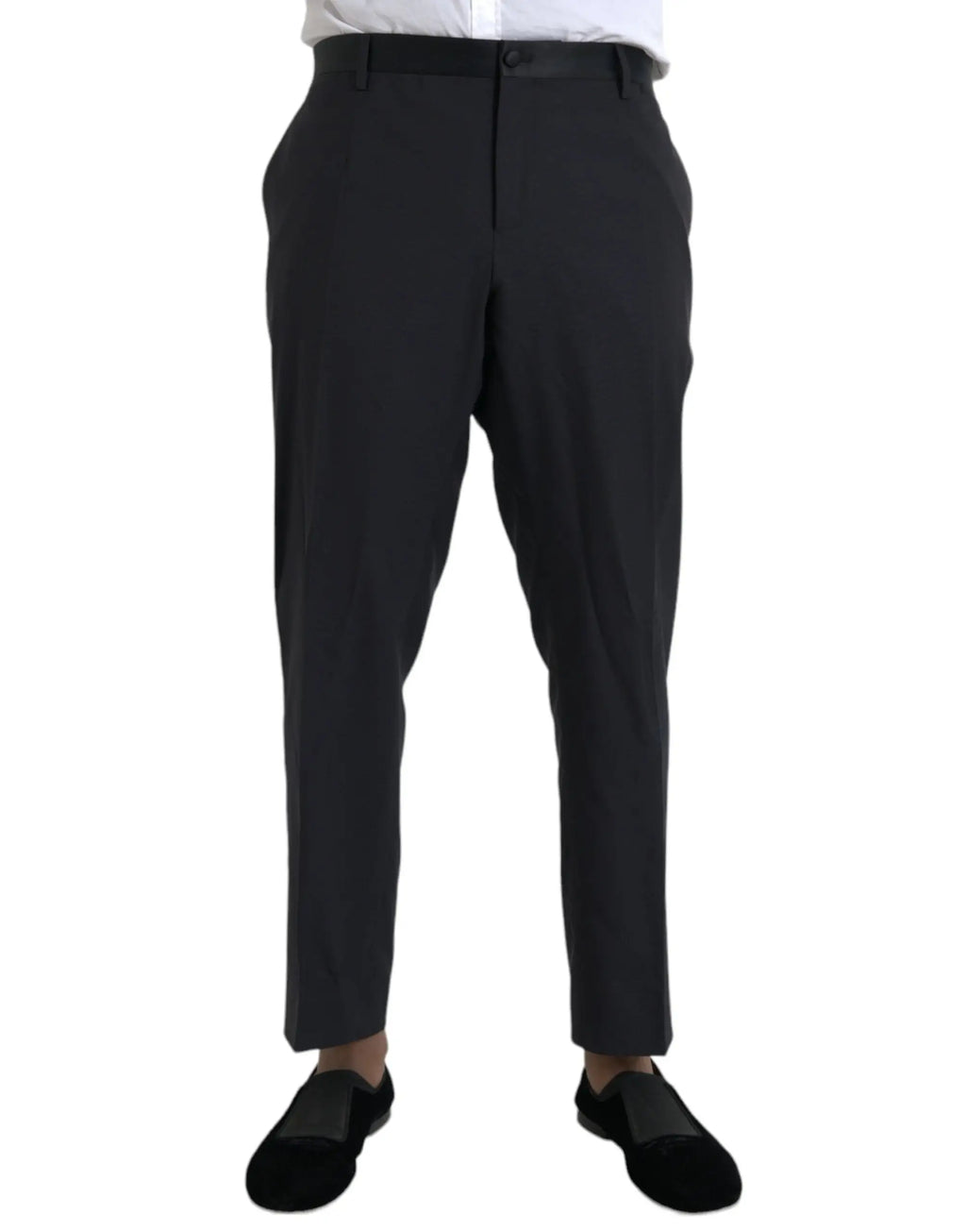 Pantalon habillé homme dolce & gabbana en laine bleue coupe skinny avec pli subtil et finition ajustée