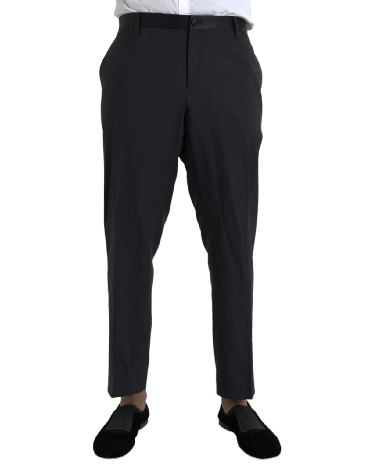 Pantalon habillé homme dolce & gabbana en laine bleue coupe skinny avec pli subtil et finition ajustée