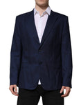 Dolce & gabbana blazer en laine bleue marine avec revers crantés et deux boutons avant simple boutonnage