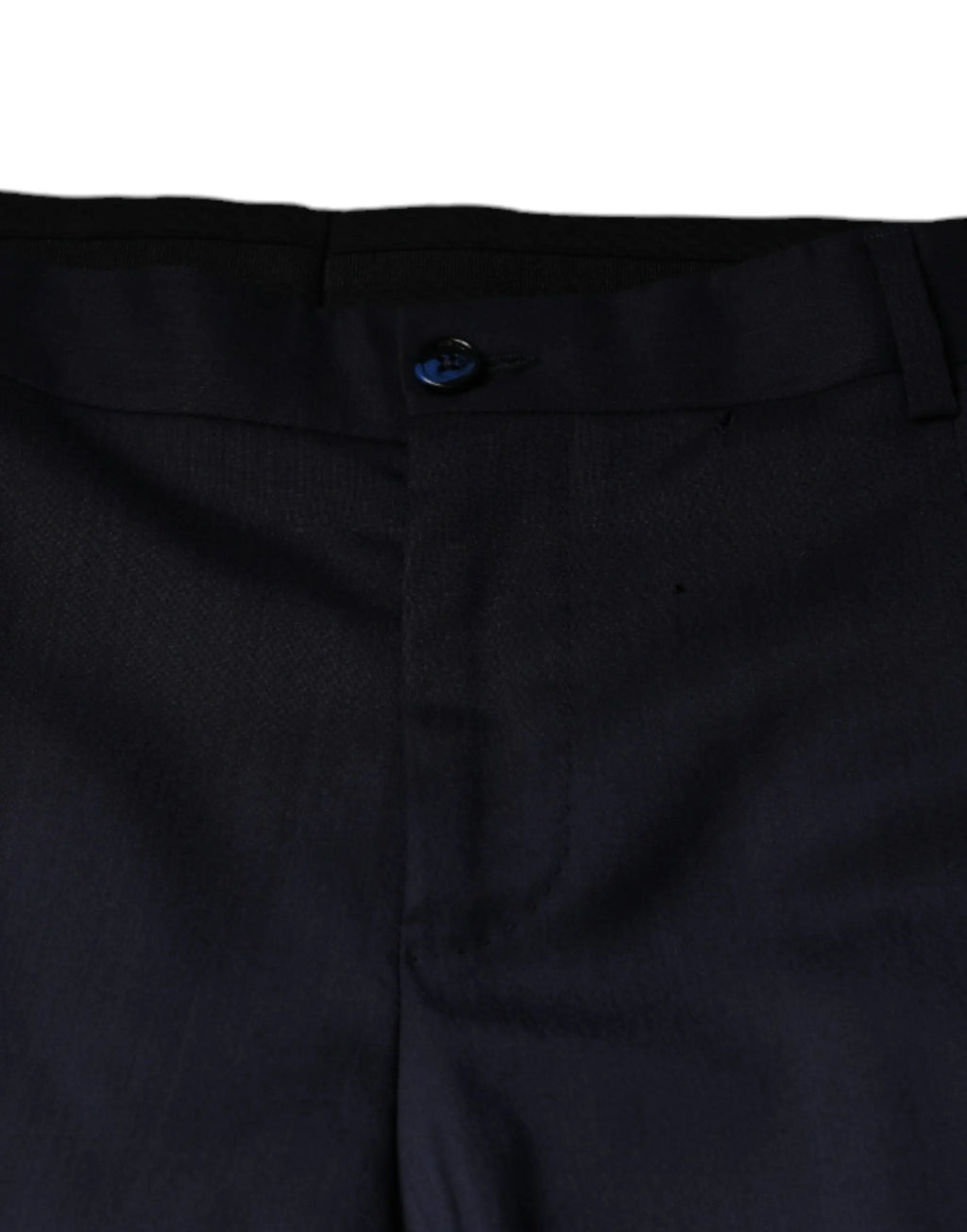 Pantalon habillé skinny en laine noire dolce & gabbana avec un bouton bleu foncé à la taille