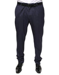 Pantalon de costume bleu en laine dolce gabbana avec coupe skinny et ceinture noire