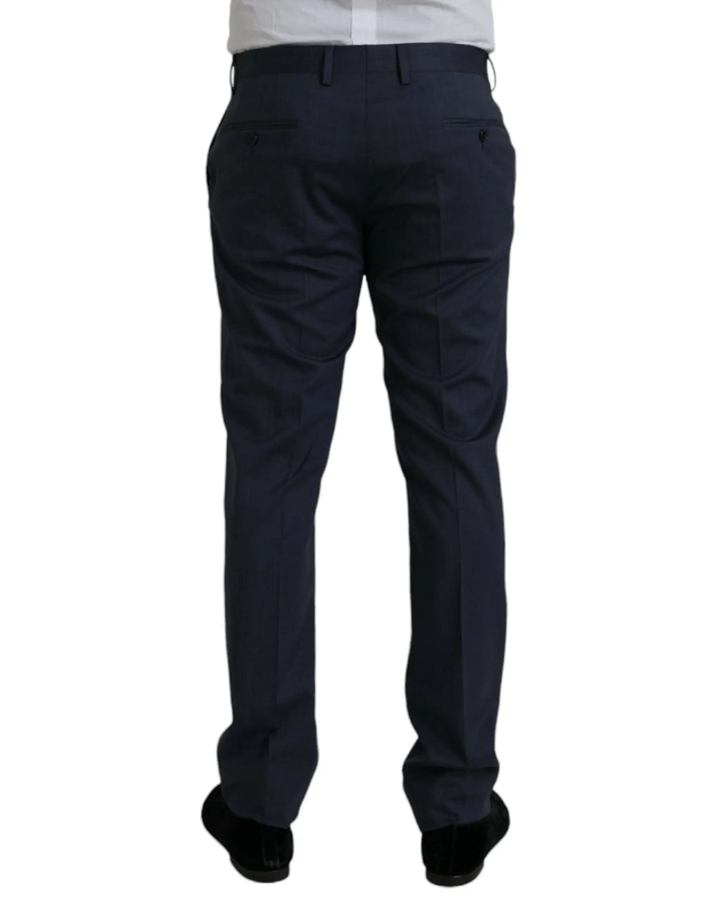 Pantalon formel bleu marine dolce et gabbana en laine coupe slim avec plis subtils et coupe droite élégante