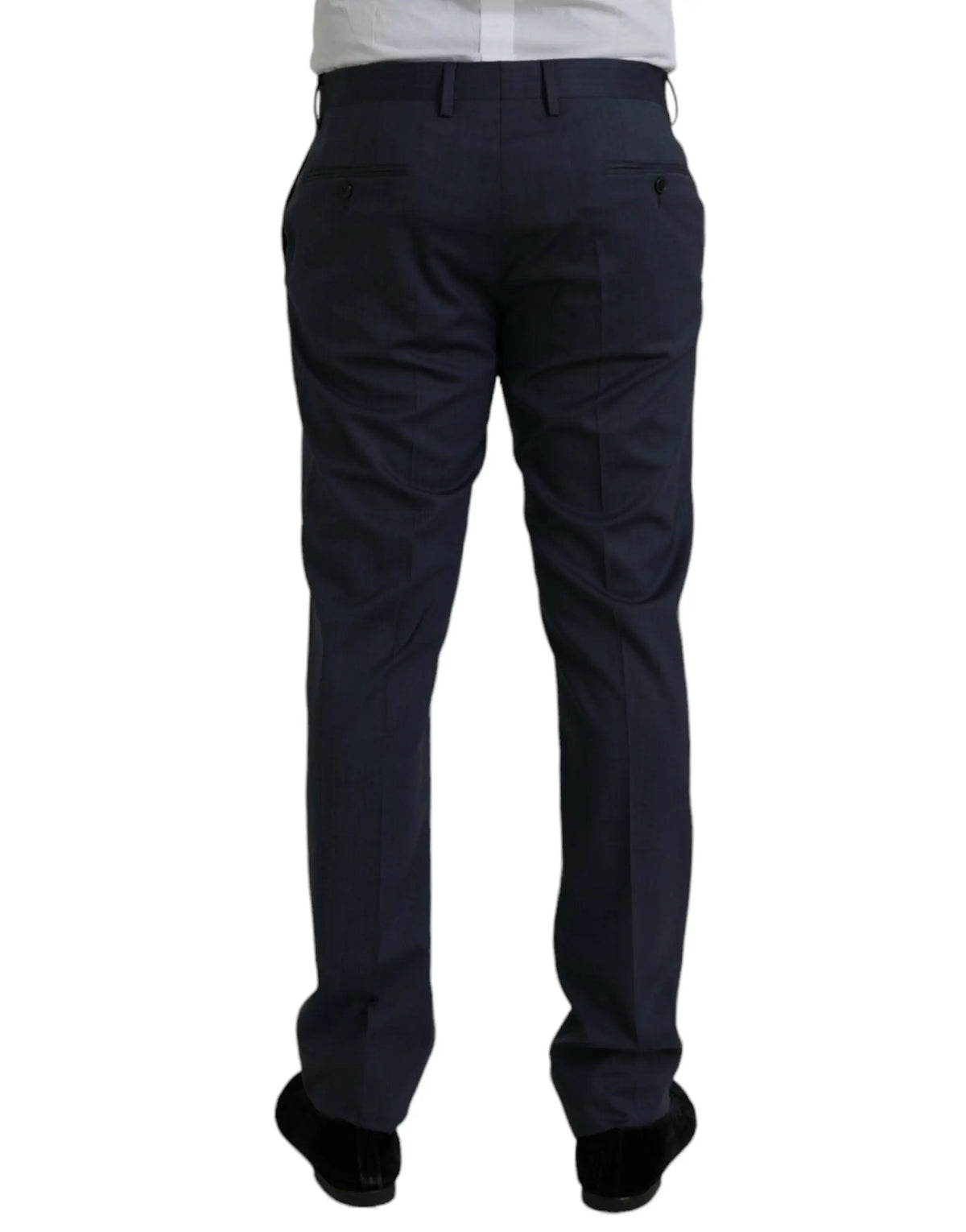 Pantalon formel bleu marine dolce et gabbana en laine coupe slim avec plis subtils et coupe droite élégante