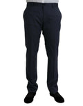 Pantalon formel dolce & gabbana bleu marine en laine coupe slim avec plis subtils et jambes droites élégantes