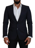 Blazer dolce & gabbana homme noir en laine bleu slim fit avec fermeture deux boutons et coupe ajustée formelle