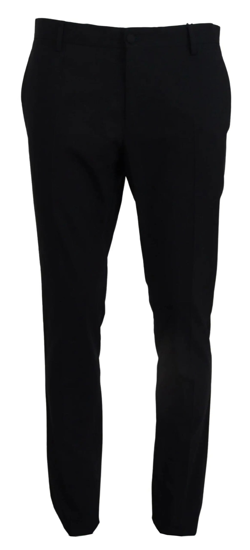 Pantalon slim ajusté bleu en laine stretch dolce & gabbana avec coupe droite et plis subtils au niveau de la taille