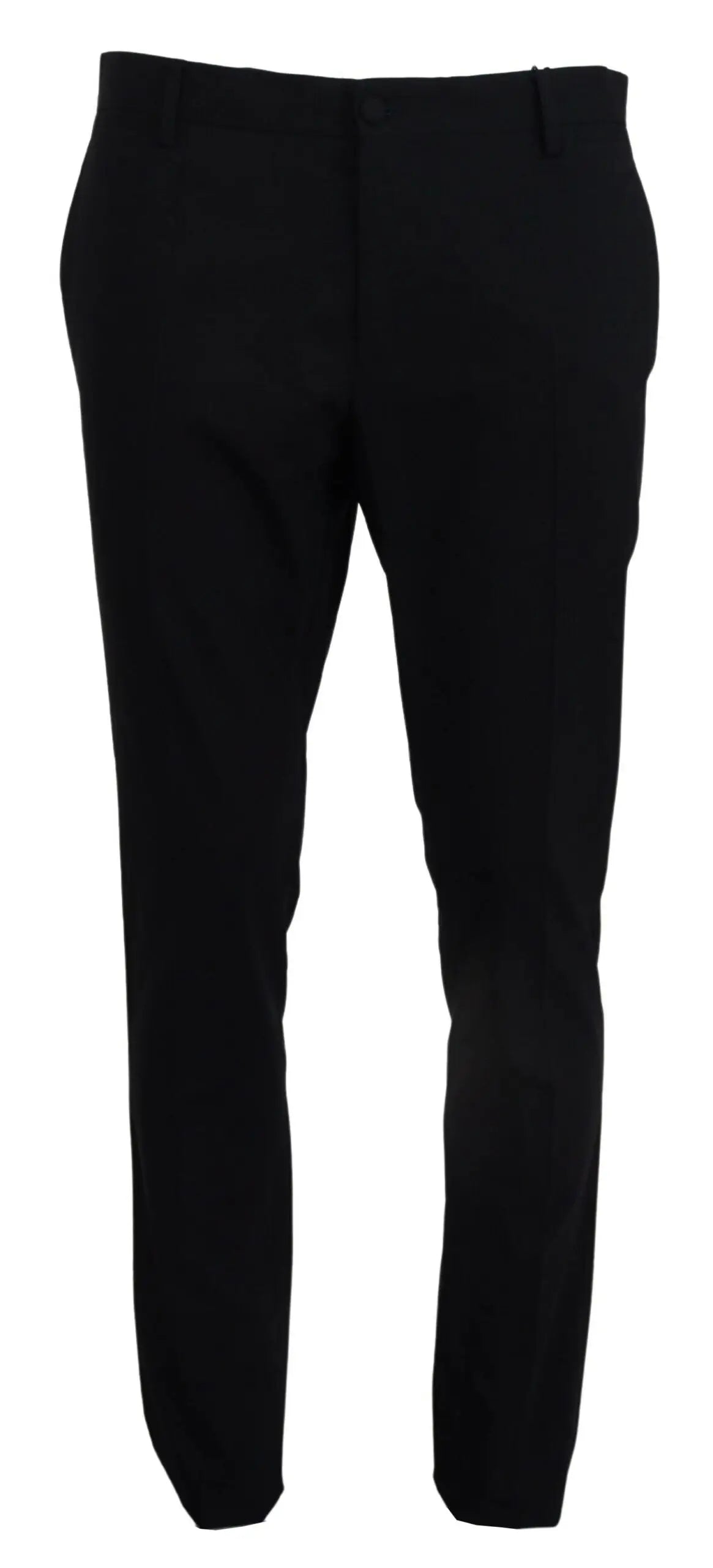 Pantalon slim ajusté bleu en laine stretch dolce & gabbana avec coupe droite et plis subtils au niveau de la taille