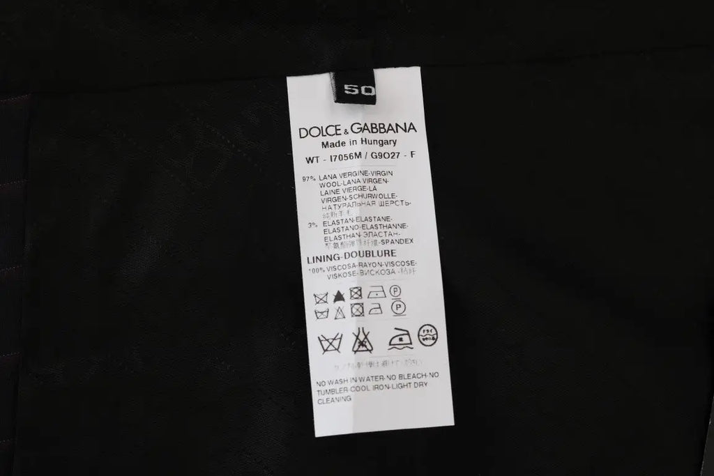 Étiquette d entretien blanche dolce & gabbana avec texte noir indiquant bleu gilet en laine stretch fabriqué en hongrie
