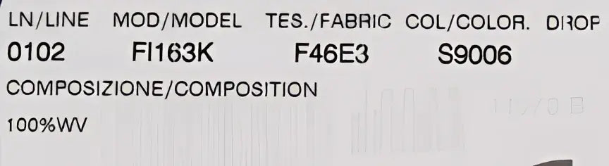 Étiquette du pull sans manches dolce & gabbana bleu en laine avec référence ligne 0102 modèle fi163k couleur s9006