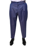 Pantalon de costume bleu marine dolce & gabbana en laine avec coupe ajustée et texture subtile plisés