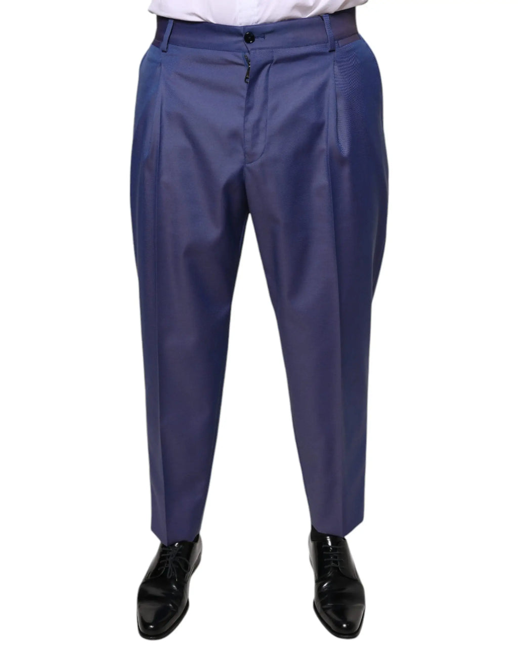 Pantalon habillé bleu marine en laine dolce & gabbana avec coupe ajustée et plis subtils
