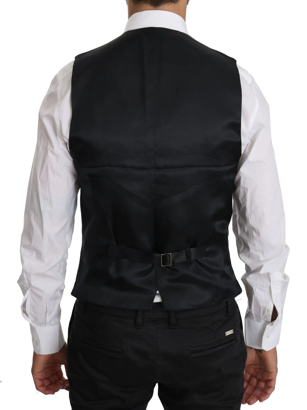 Gilet noir en satin dolce & gabbana avec coupe ajustée et léger éclat pour tenue formelle