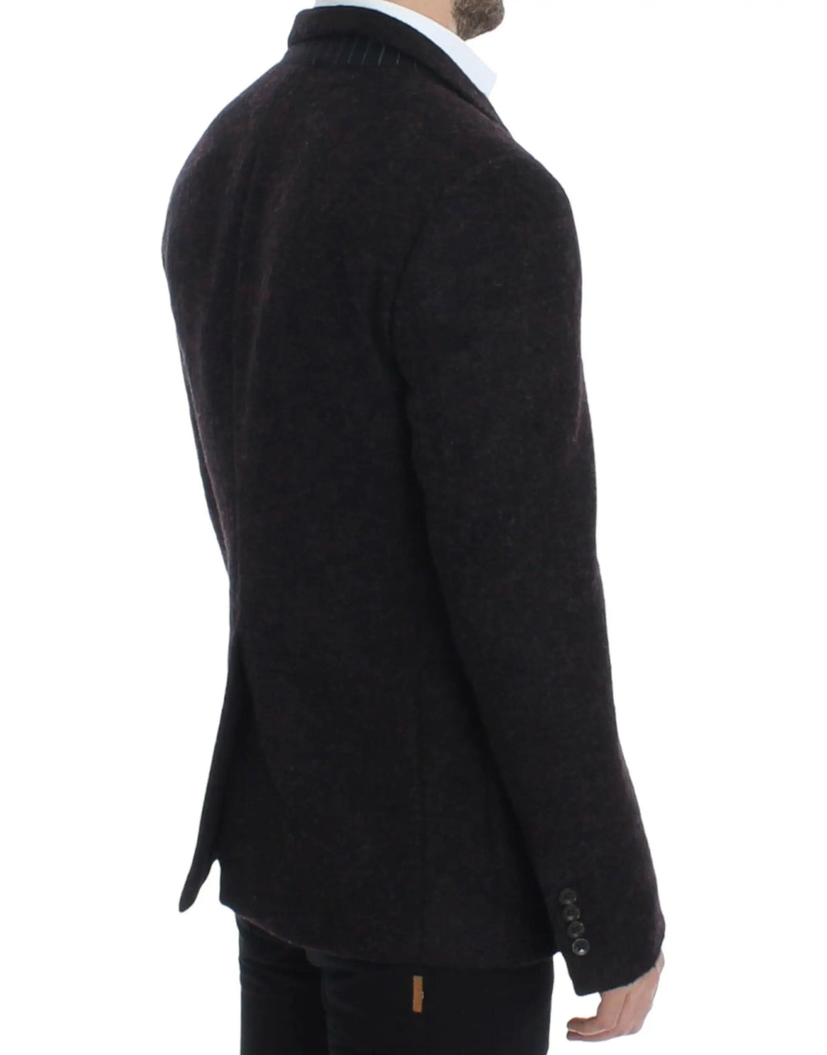 Blazer dolce & gabbana bordeaux en alpaga noir texturé avec nervures verticales et poignets à trois boutons