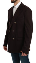 Blazer taormina dolce & gabbana en cachemire bordeaux à double boutonnage marron foncé avec boutons dorés
