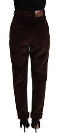 Pantalon tapered en velours côtelé bordeaux dolce & gabbana avec ceinture en cuir assortie