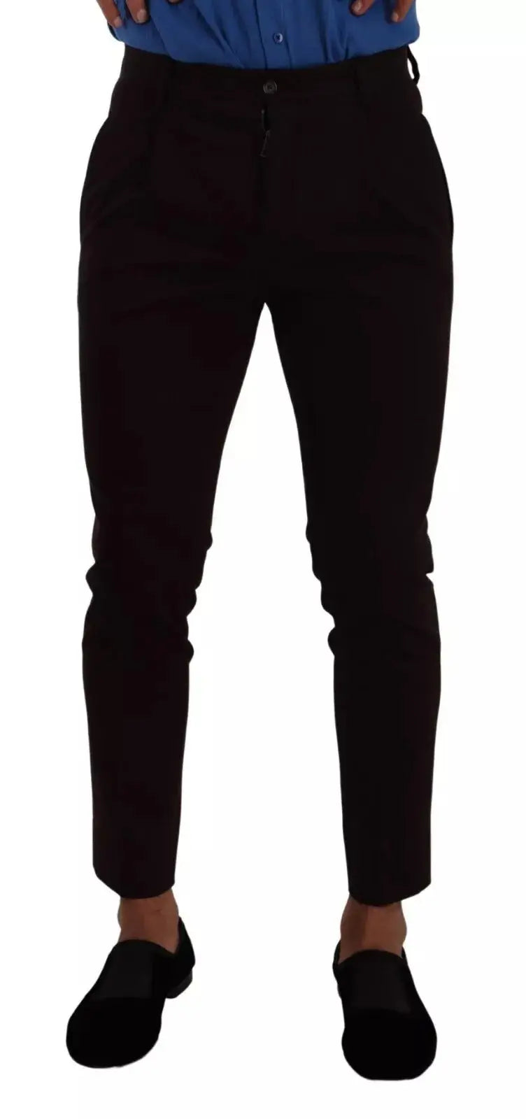 Pantalon slim en coton extensible bordeaux dolce & gabbana avec fermeture classique à boutons et texture subtile