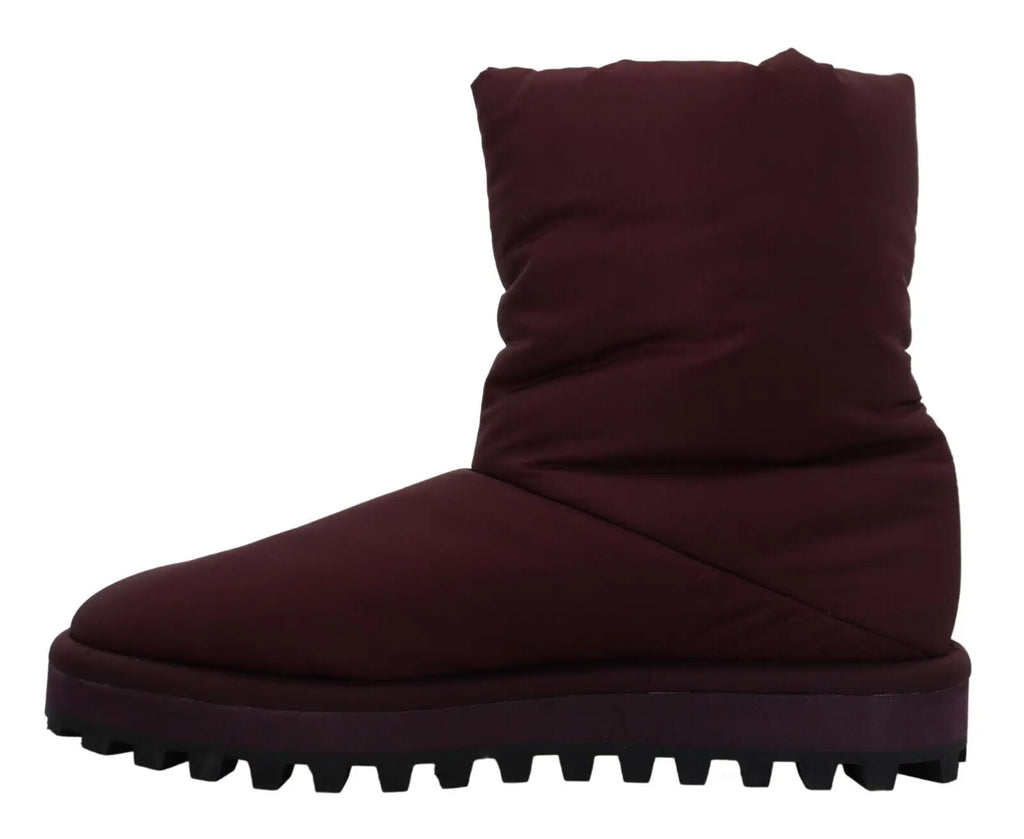 Bottes dolce & gabbana bordeaux en nylon rembourré avec tige matelassée et semelle à crampons noire robuste