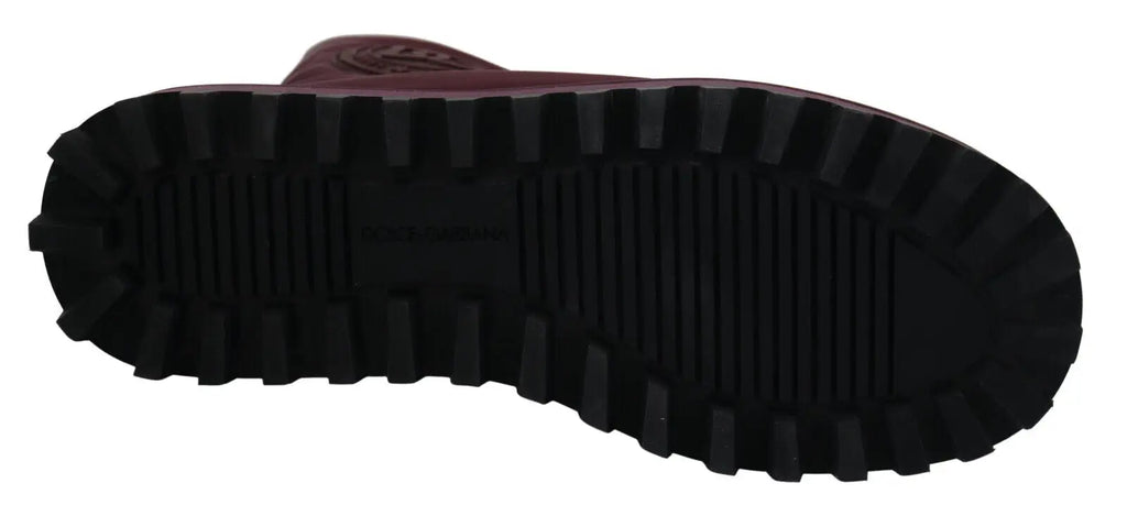Bottes dolce et gabbana bordeaux en nylon avec semelle extérieure noire en caoutchouc robuste et rembourrage moyen