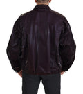 Dolce & gabbana bordeaux nylon collared men’s coat jacket en bomber noir brillant avec finition réfléchissante et coutures structurées