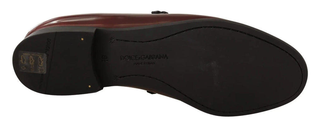 Dolce & gabbana bordeaux patent leather men’s burgundy loafer with black rubber sole for dress shoes