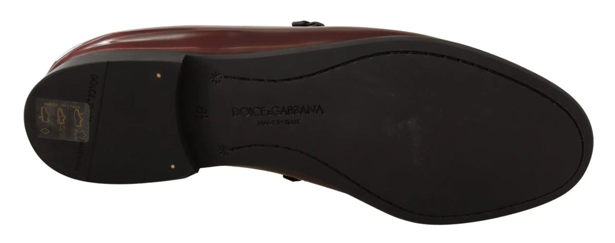 Dolce & gabbana bordeaux patent leather men’s burgundy loafer with black rubber sole for dress shoes