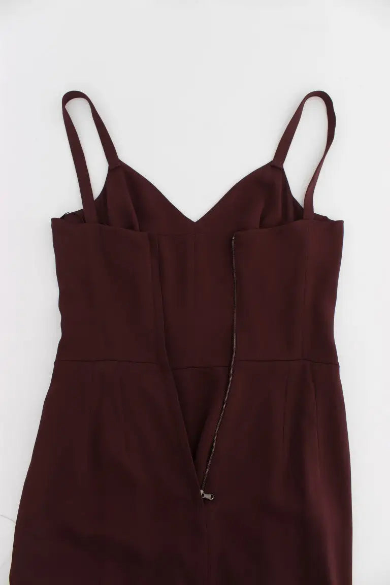 Robe fourreau bordeaux dolce & gabbana sans manches en stretch avec fines bretelles et fermeture éclair devant