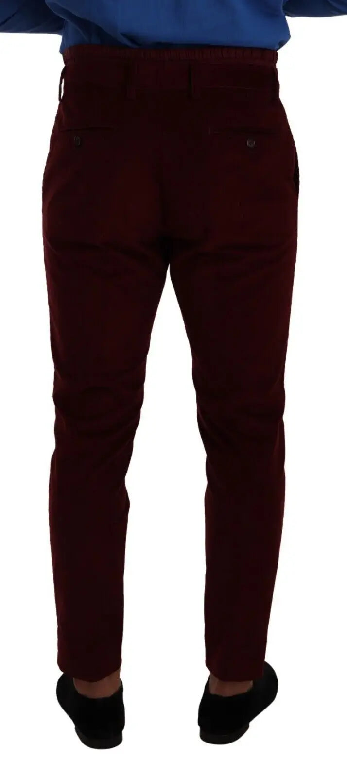 Pantalon formel homme dolce & gabbana bordeaux en velours avec chinos slim fit bordeaux et texture tissée