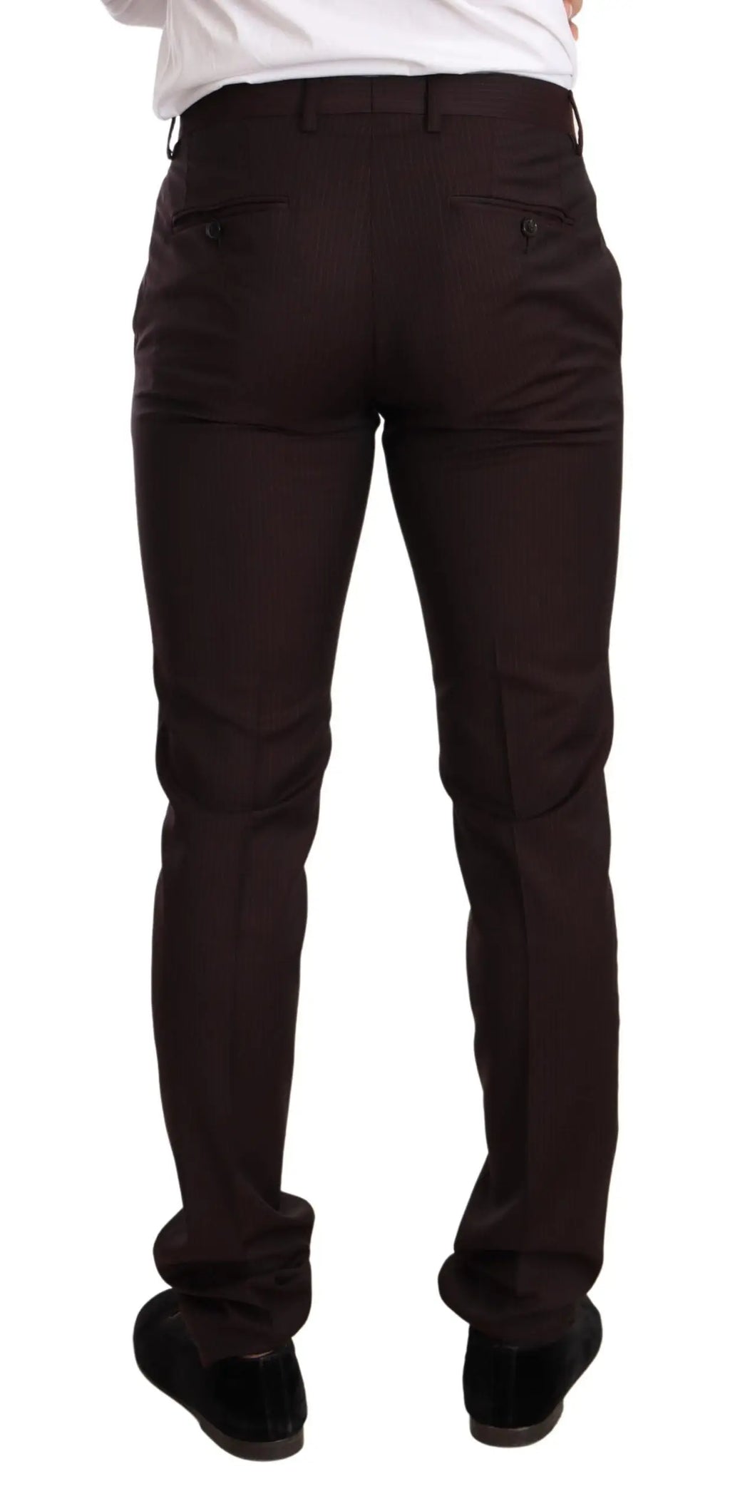 Pantalon slim marron foncé en laine avec coupe ajustée et couture discrète dolce gabbana bordeaux martini