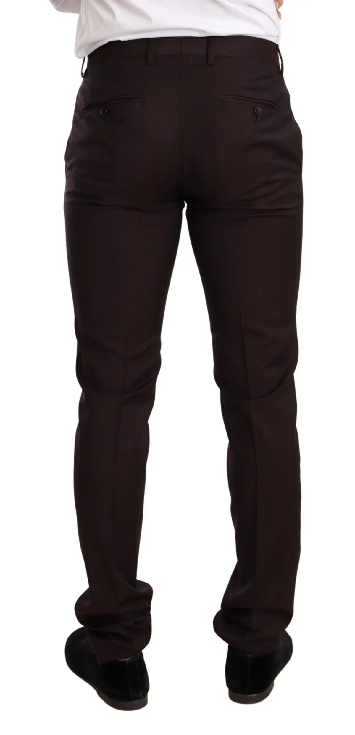 Pantalon slim marron foncé en laine avec coupe ajustée et couture discrète dolce gabbana bordeaux martini