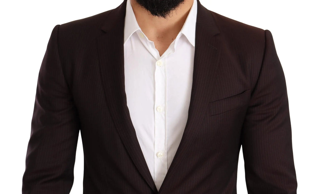 Blazer bordeaux foncé en laine dolce & gabbana martini slim fit porté sur chemise blanche à boutons