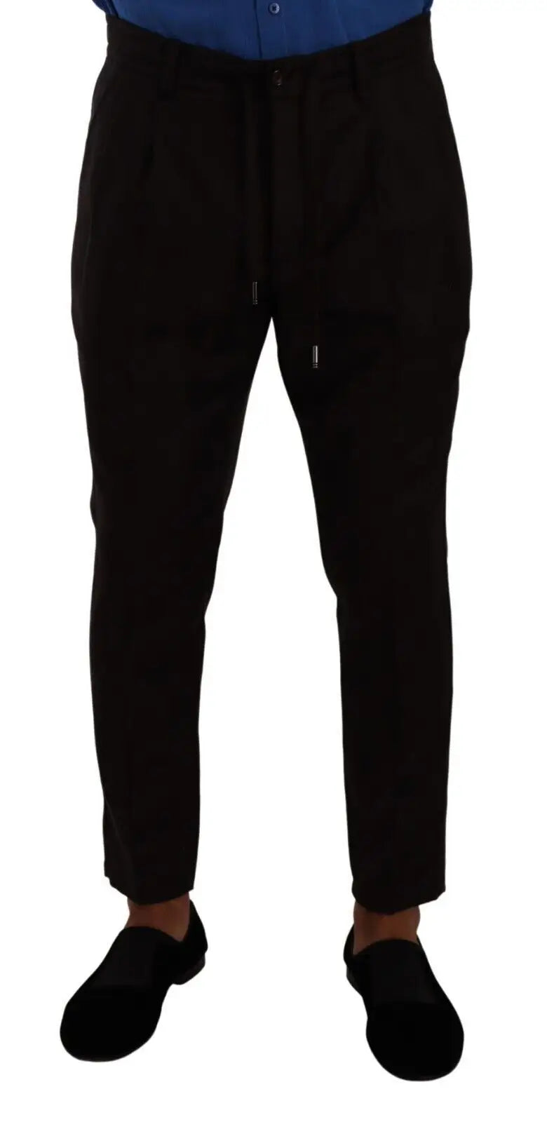 Pantalon noir dolce & gabbana en laine bordeaux pour homme avec coupe skinny fuselée et plis subtils à la taille