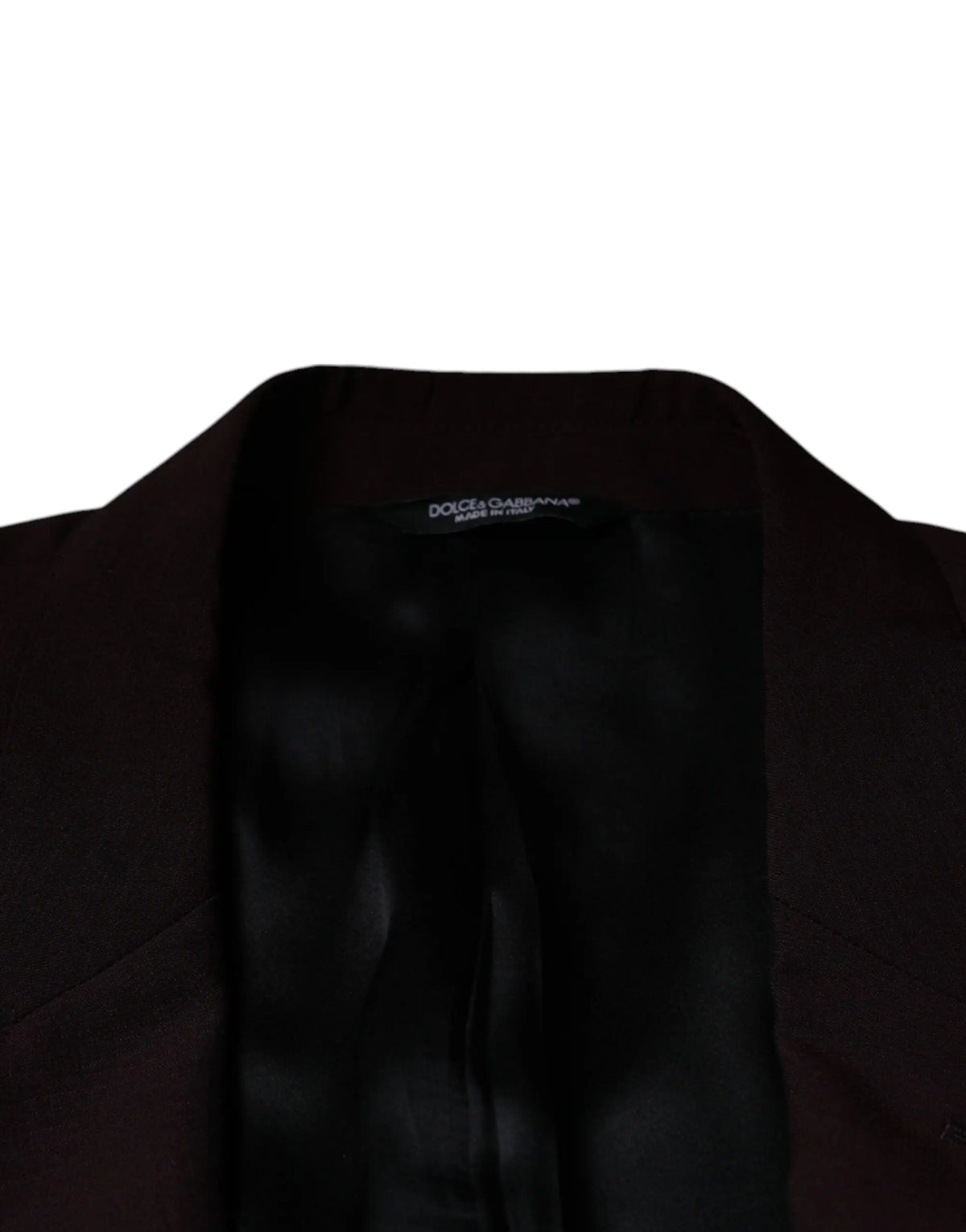 Blazer noir dolce & gabbana en laine bordeaux avec col tailleur élégant et tissu lisse pour costume habillé