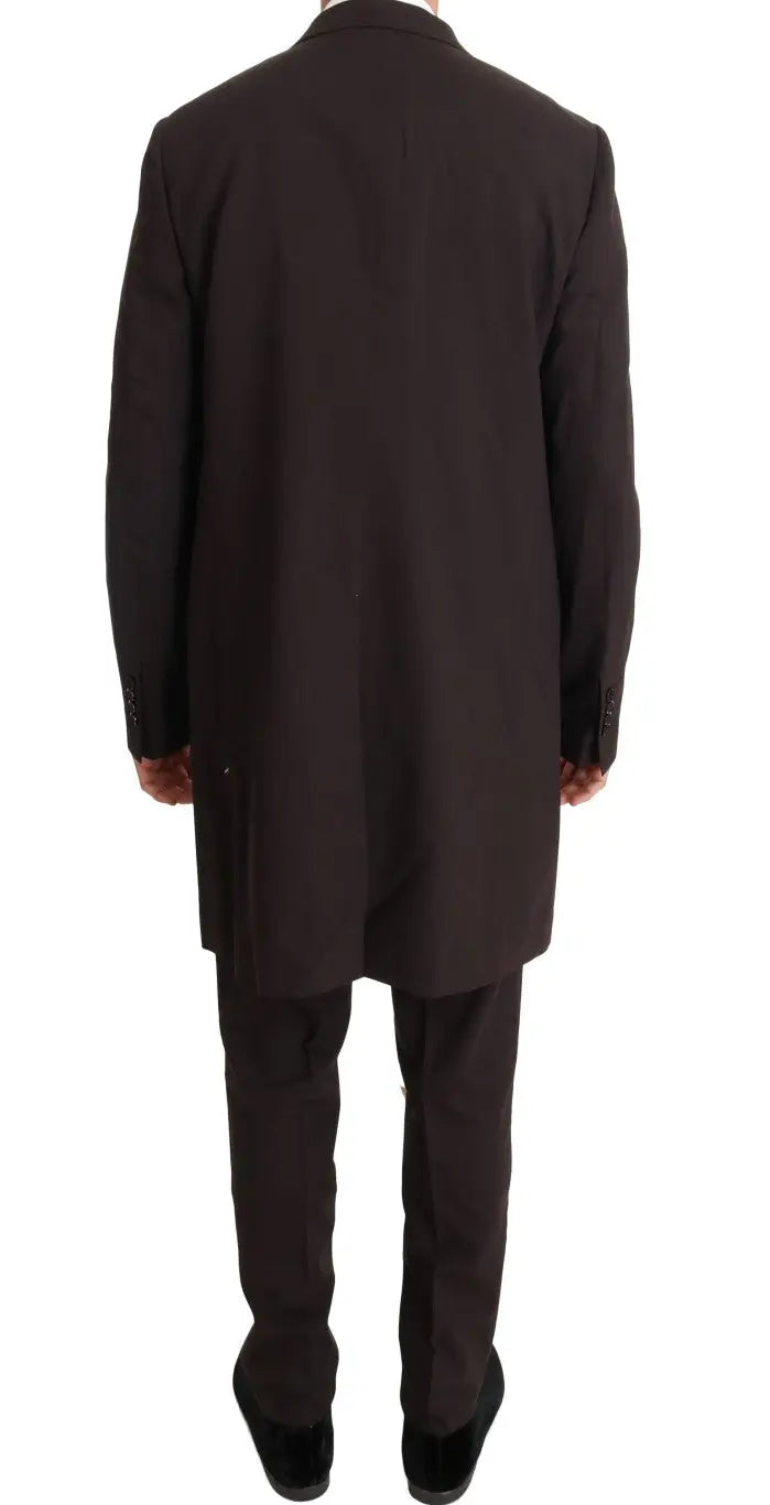 Manteau long en laine noire dolce gabbana avec revers crantés et design boutonné simple pour costume bordeaux