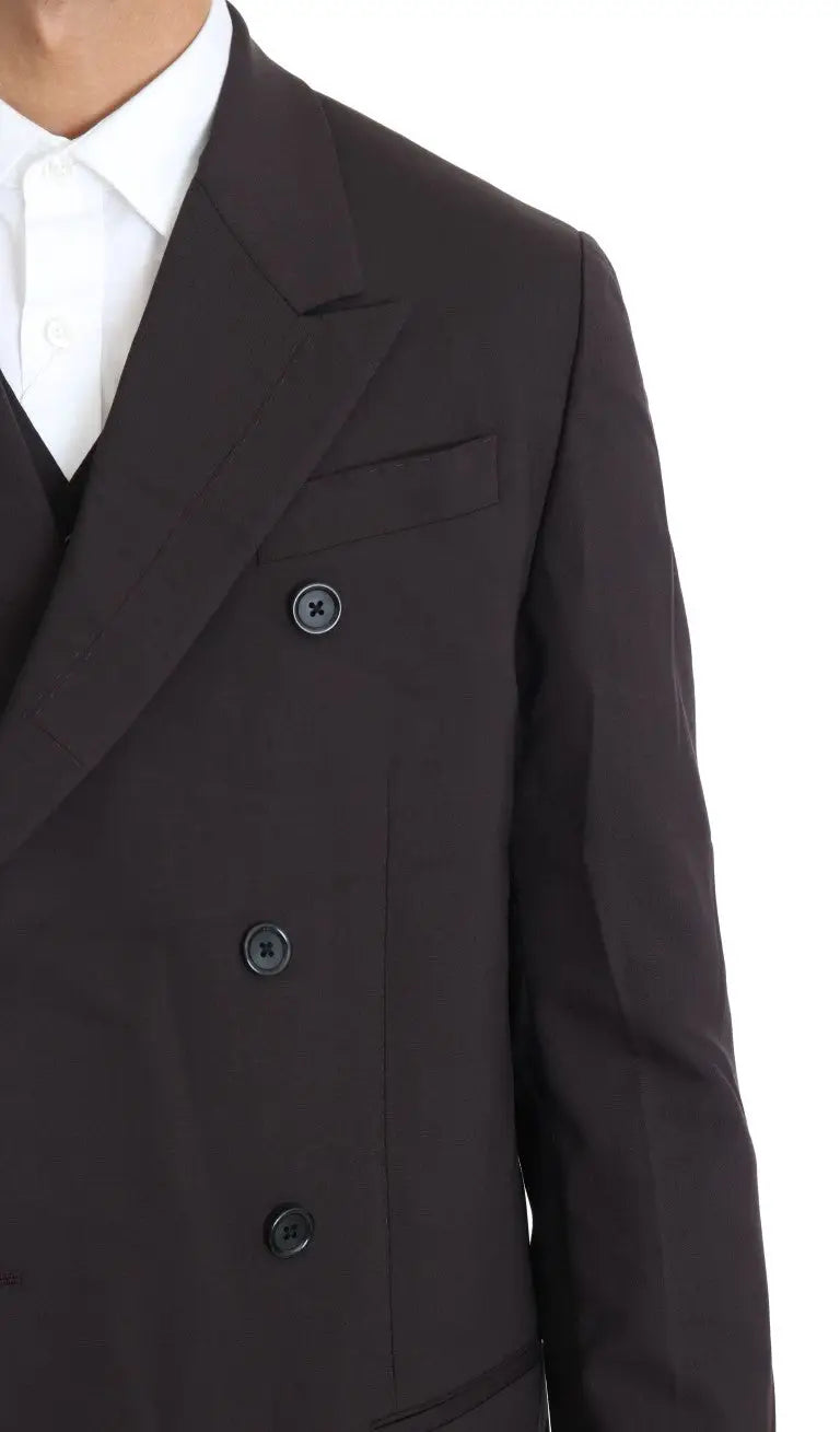 Veste de costume noire à double boutonnage dolce gabbana en laine bordeaux stretch avec col structuré et boutons assortis