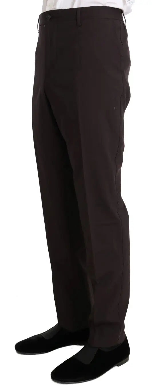 Pantalon formel noir dolce & gabbana bordeaux en laine stretch avec coupe ajustée et plis subtils