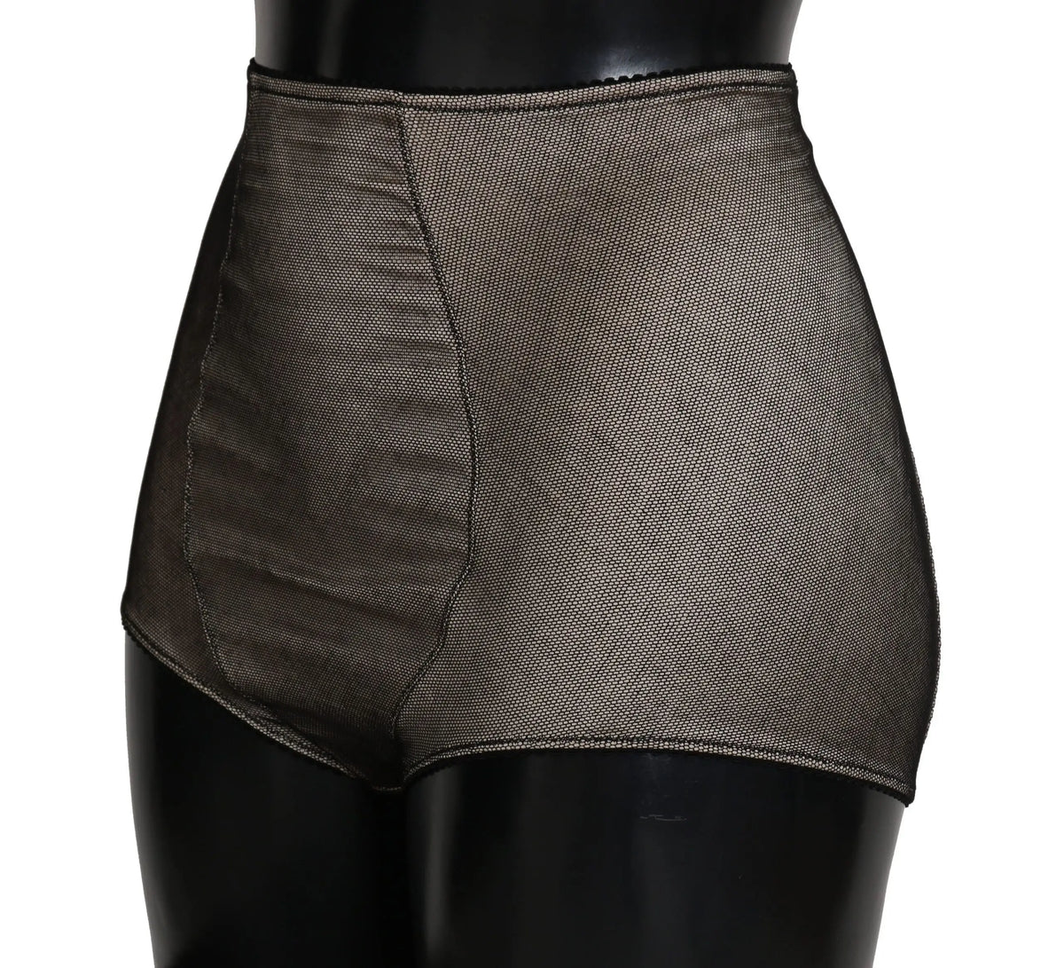Culotte taille haute noire en mesh structuré de dolce & gabbana beige avec filet noir vue de dos