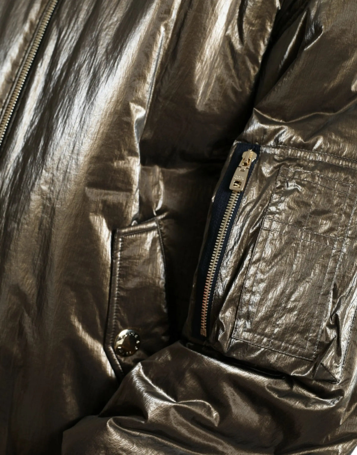 Veste bomber homme dolce & gabbana en nylon bronze metallique avec zip integral et poches zippées visibles