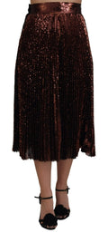 Jupe midi plissée bronze scintillante avec taille haute sequins assortis dolce gabbana en a-line