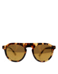 Dolce & gabbana lunettes de soleil rondes en acétate marron imprimé léopard avec verres teintés ambre